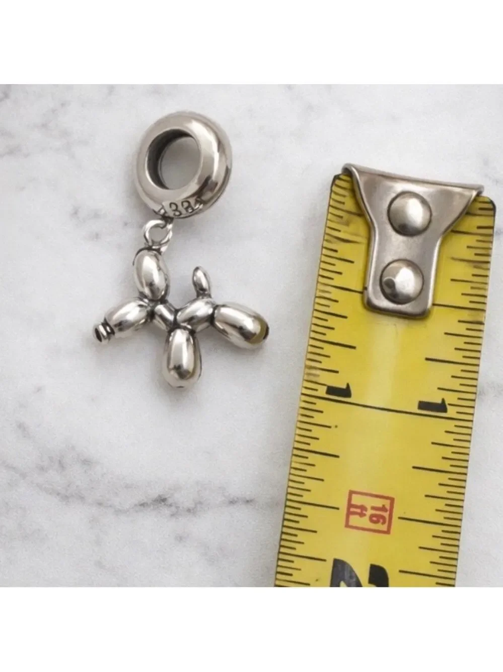 BALLOON DOG PENDANT SILVER STAINLESS STEEL CHARM 1” CUTE TRENDY JEWELRY